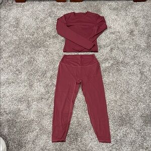 Burgundy Long Sleeve Top and Leggings Set